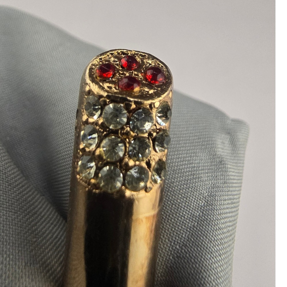 Vintage Estate Brooch Gold Tone Cigarette Rhinestone Novelty